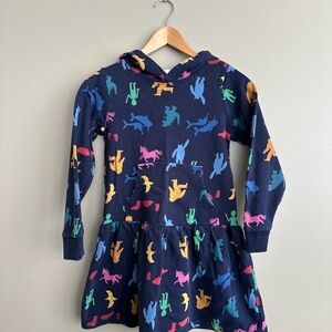 Hanna Andersson Navy Dress with Multicolor Animal Print